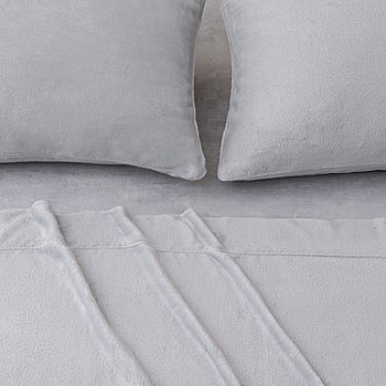 Solid Grey Plush Fleece Sheet Set