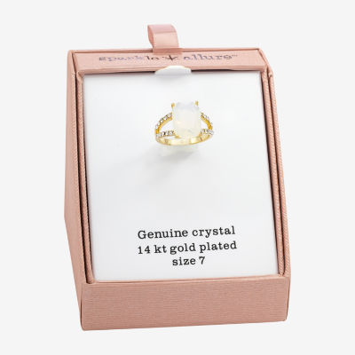 Sparkle Allure Crystal 14K Gold Over Brass Cocktail Ring