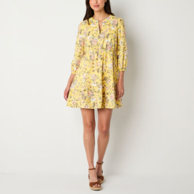 Frye and Co. 3/4 Sleeve Floral A-Line Dress