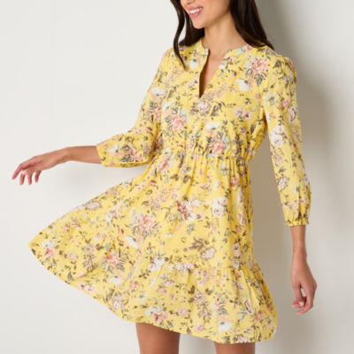 Frye and Co. 3/4 Sleeve Floral A-Line Dress