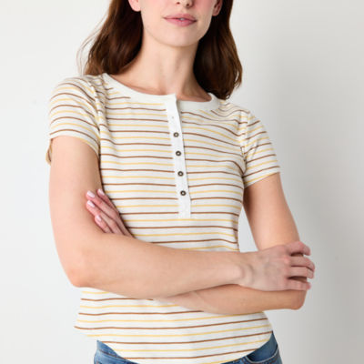 a.n.a Ribbed Womens Short Sleeve Henley Shirt