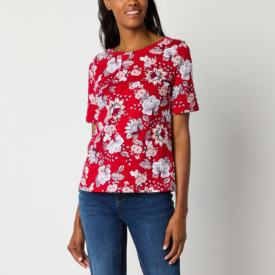 Liz Claiborne Womens Crew Neck Short Sleeve T-Shirt