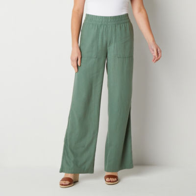 St. John's Bay-Tall Womens Mid Rise Wide Leg Pull-On Pants