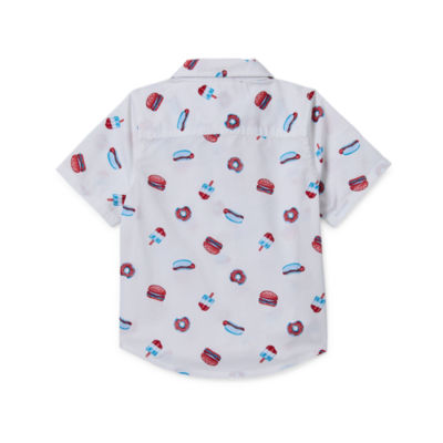 Okie Dokie Toddler Boys Adaptive Short Sleeve Button-Down Shirt