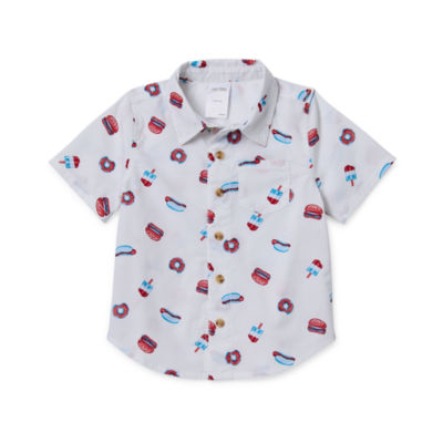 Okie Dokie Toddler Boys Adaptive Short Sleeve Button-Down Shirt
