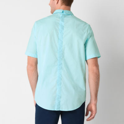 St. John's Bay Poplin Mens Easy-on + Easy-off Seated Wear Adaptive Classic Fit Short Sleeve Button-Down Shirt