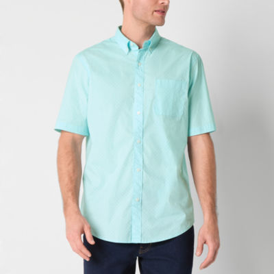 St. John's Bay Poplin Mens Easy-on + Easy-off Seated Wear Adaptive Classic Fit Short Sleeve Button-Down Shirt