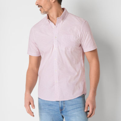 St. John's Bay No Tuck Mens Slim Fit Short Sleeve Button-Down Shirt