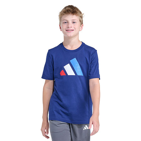 adidas Big Kid Boys Crew Neck Short Sleeve Regular Fit Graphic T-Shirt, X-large (18-20), Blue