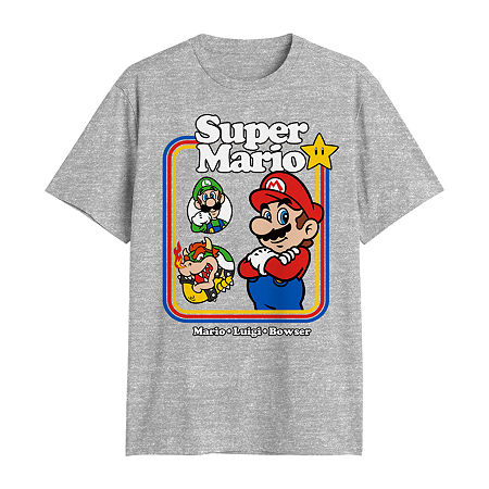 Novelty Mens Crew Neck Short Sleeve Classic Fit Super Mario Big and Tall Graphic T-Shirt, 5x-large, Gray