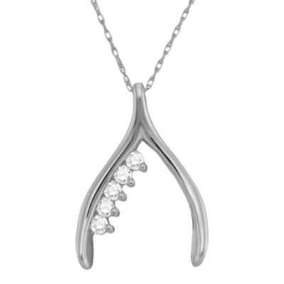 Personalized Sterling Silver Family Birthstone Wishbone Pendant Necklace