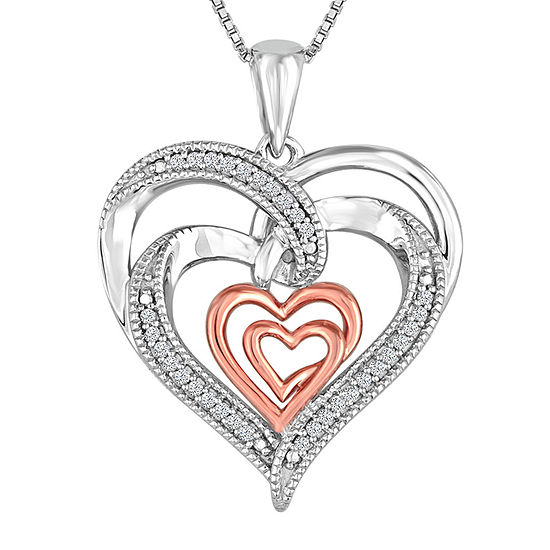 ForeverMine® 1/10 CT. T.W. Diamond Double Heart Pendant Necklace - JCPenney