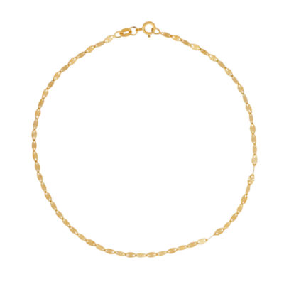 Made in Italy 14K Gold 10 Inch Solid Link Ankle Bracelet