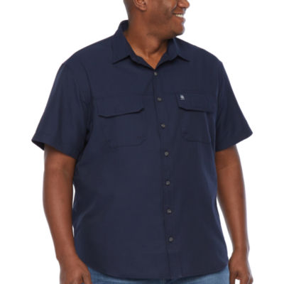 Mens Big and Tall Explorer Short Sleeve Fishing Shirt Solid Button Pocket G.H Bass & Co 