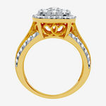 Womens 2 CT. T.W. Genuine White Diamond 10K Gold Cushion Side Stone Halo Engagement Ring