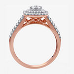 I Said Yes Womens 1 CT. T.W. Lab Grown White Diamond 14K Rose Gold Over Silver Cushion Side Stone Halo Bridal Set