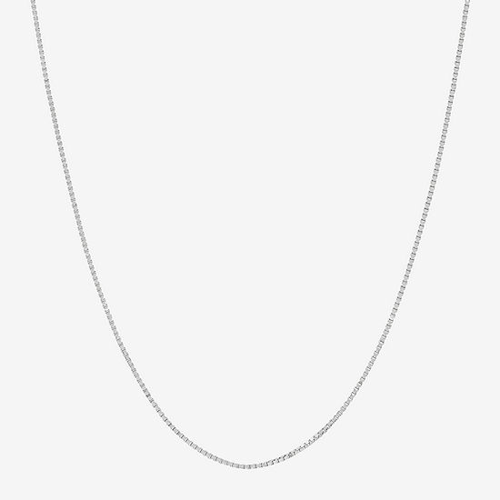 14K White Gold 24 Inch Solid Box Chain Necklace