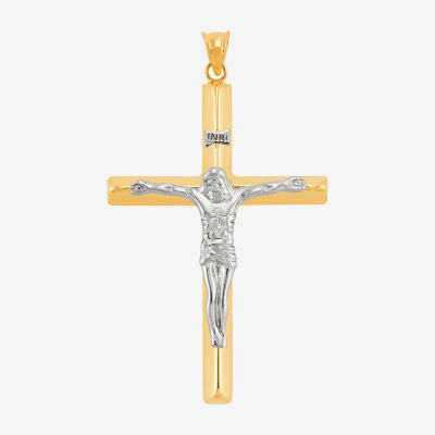 Religious Jewelry Crucifix Unisex Adult 14K Two Tone Gold Cross Pendant