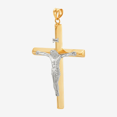 Religious Jewelry Crucifix Unisex Adult 14K Two Tone Gold Cross Pendant