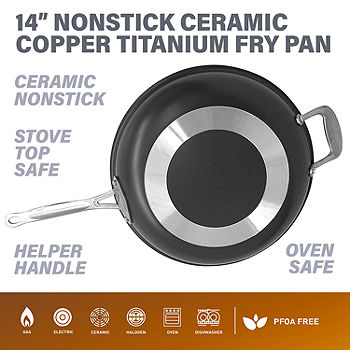Gotham Steel Hammered 14 inch, Non-Stick Frying Pan with Lid, Dishwasher  Safe