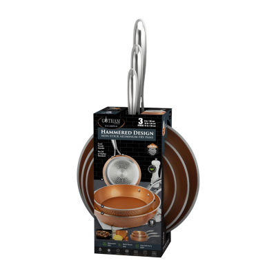 Gotham Steel Hammered Copper 3-Pc. Nonstick Fry Pan Set