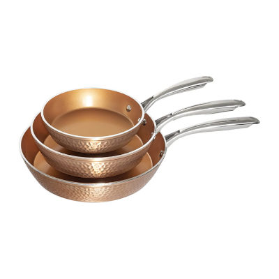 Gotham Steel Hammered Copper 3-Pc. Nonstick Fry Pan Set
