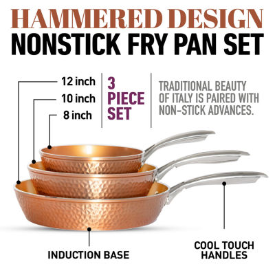 Gotham Steel Hammered Copper 3-Pc. Nonstick Fry Pan Set