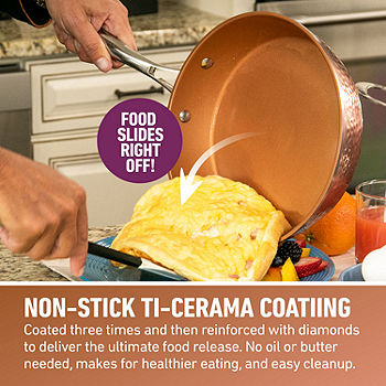 Gotham Steel 3-Piece Hammered Copper Ti-Ceramic Nonstick Frying Pan Set