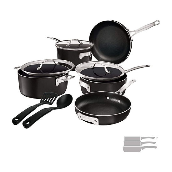 Granite Stone 10-Pc. Stackable Pots And Pans Cookware Set With Utensils