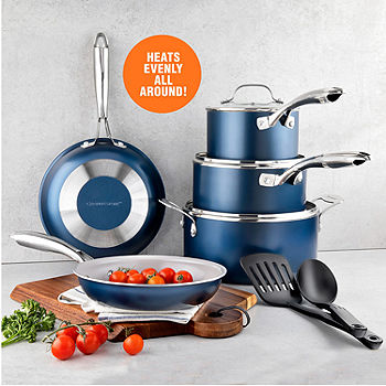 Non-Stick Pots and Pans 12-Piece Cookware Set, Blue cookware set