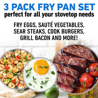 Granitestone 3-pc. Nonstick Fry Pan Set With Rubber Grip Handles