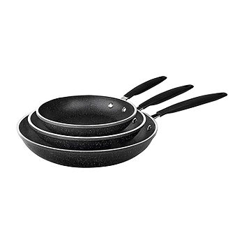 Choice 3-Piece Aluminum Non-Stick Fry Pan Set with Black Silicone