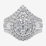 Womens 3 CT. T.W. Genuine White Diamond 10K White Gold Pear Side Stone Halo Bridal Set