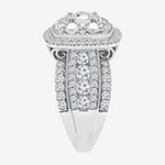 Womens 3 CT. T.W. Lab Grown White Diamond 10K White Gold Cushion Side Stone Halo Bridal Set