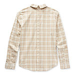 mutual weave Seated Mens Adaptive Regular Fit Long Sleeve Plaid Button-Down Shirt