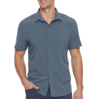 stylus stretch mens regular fit short sleeve button down shirt