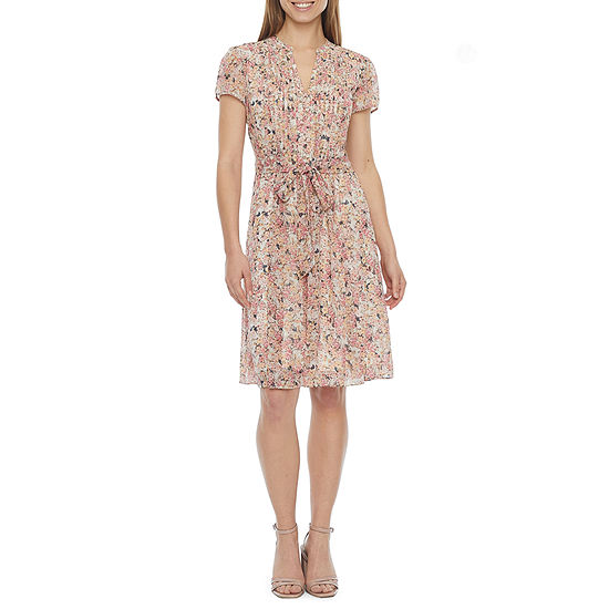 MSK Short Sleeve Floral Shirt Dress
