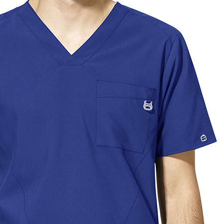 Wink W123 Mens V Neck Moisture Wicking Wrinkle Resistant Quick Dry Short Sleeve Scrub Top, Small, Blue