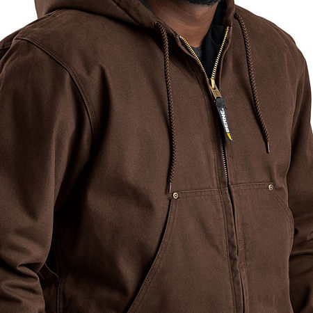 Berne Highland Washed Duck Mens Hooded Heavyweight Work Jacket, X-large, Brown