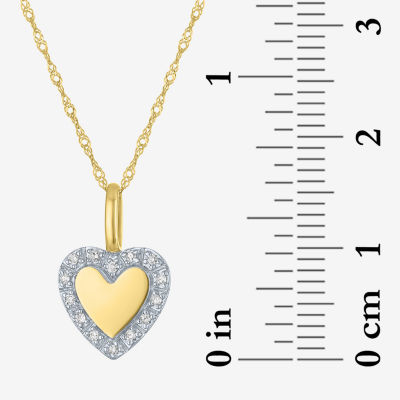 (G-H / I1-I2) Womens Diamond Accent Lab Grown White Diamond 10K Gold Heart 18 Inch Pendant Necklace