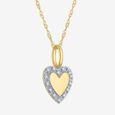 (G-H / I1-I2) Womens Diamond Accent Lab Grown White Diamond 10K Gold Heart 18 Inch Pendant Necklace