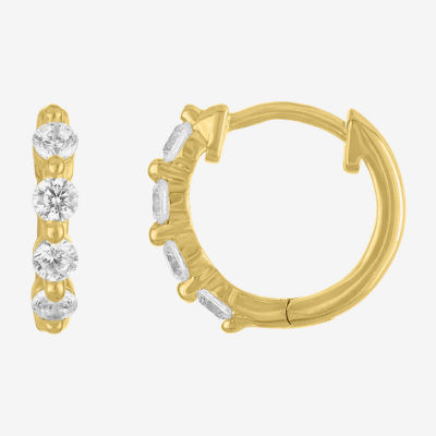Diamond Addiction (G-H, I1-I2) Womens 1/3 CT. T.W. Lab Grown White Diamond 10K Gold 11mm Hoop Earrings