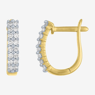 (G-H / I1-I2) Womens 1/3 CT. T.W. Lab Grown White Diamond 10K Gold 13.8mm Hoop Earrings