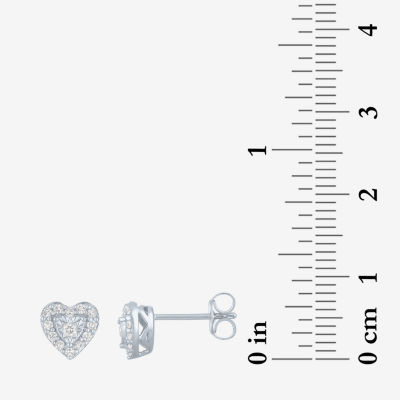 (G-H / I1-I2) 1/4 CT. T.W. Lab Grown White Diamond Sterling Silver Heart Stud Earrings