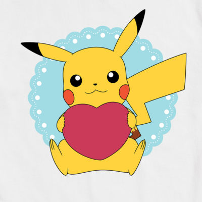 Mens Crew Neck Short Sleeve Pokeman Valentine's Day T-Shirt
