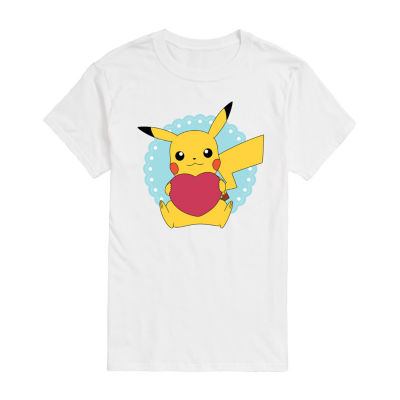 Mens Crew Neck Short Sleeve Pokeman Valentine's Day T-Shirt