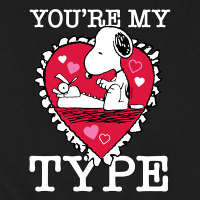 Mens Crew Neck Long Sleeve Peanuts Valentine's Day Sweatshirt