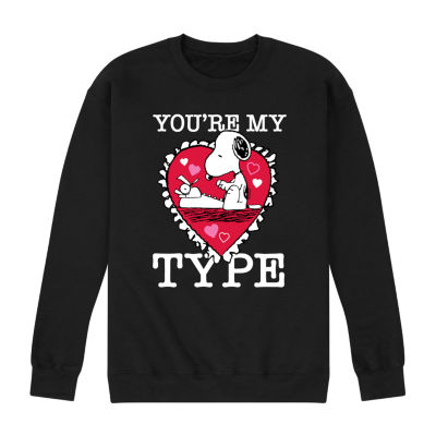 Mens Crew Neck Long Sleeve Peanuts Valentine's Day Sweatshirt