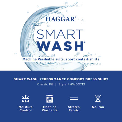 Haggar Smart Wash Mens Classic Fit Easy Care Long Sleeve Dress Shirt