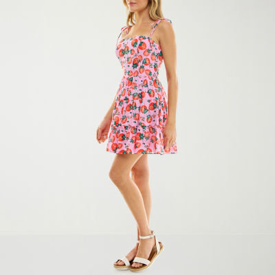 B. Smart Womens Juniors Sleeveless Floral Fit + Flare Dress